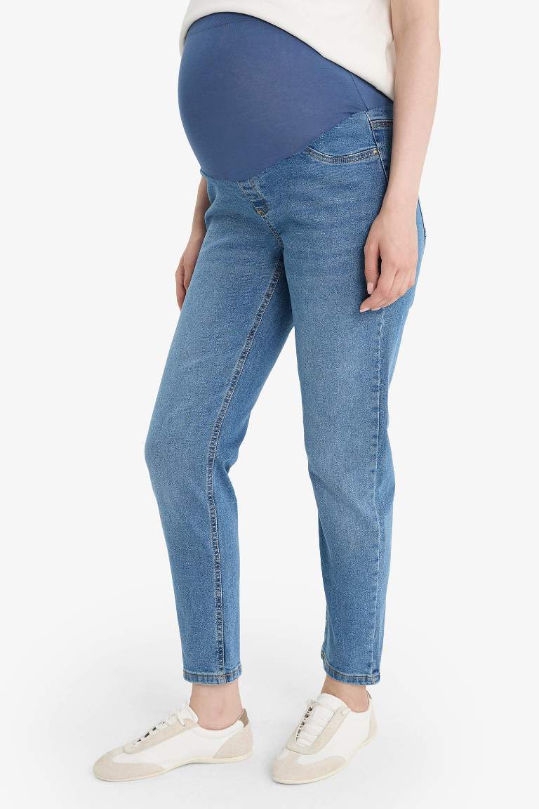 Boyfriend High Waist Straight Leg Long Maternity Pants