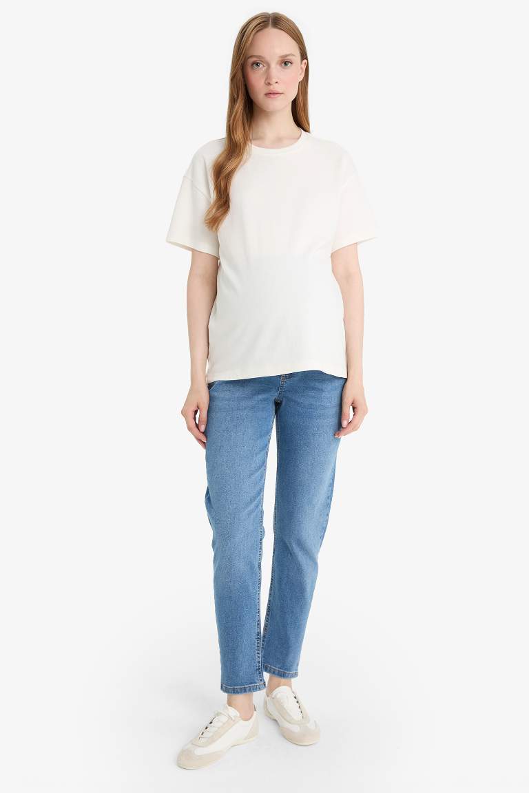 Boyfriend High Waist Straight Leg Long Maternity Pants