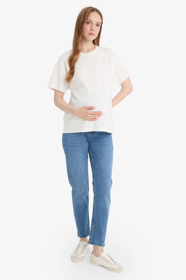 Boyfriend High Waist Straight Leg Long Maternity Pants