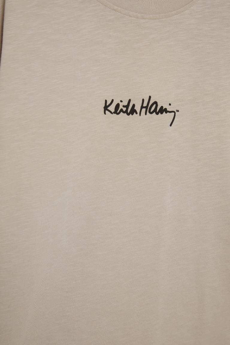 Comfort Fit Keith Haring Licensed Crew Neck Printed T-Shirt