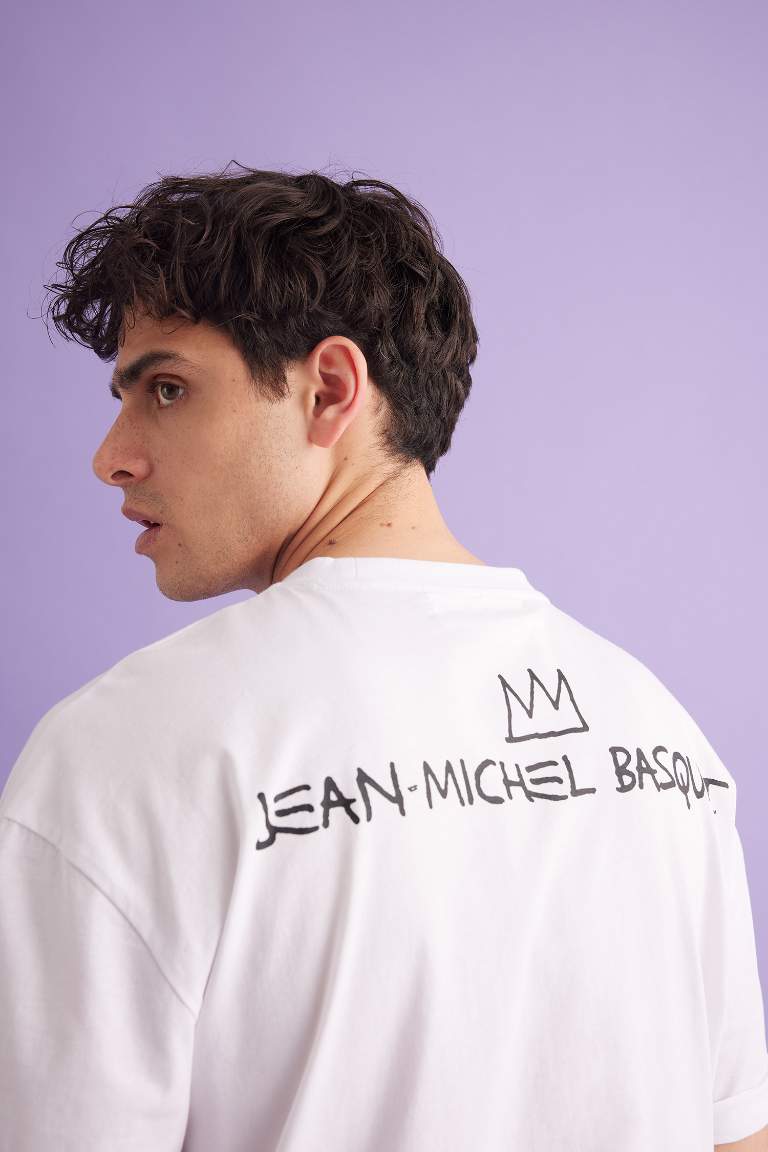 Jean Michel Basquiat Licensed Oversize Fit Crew Neck Printed T-Shirt