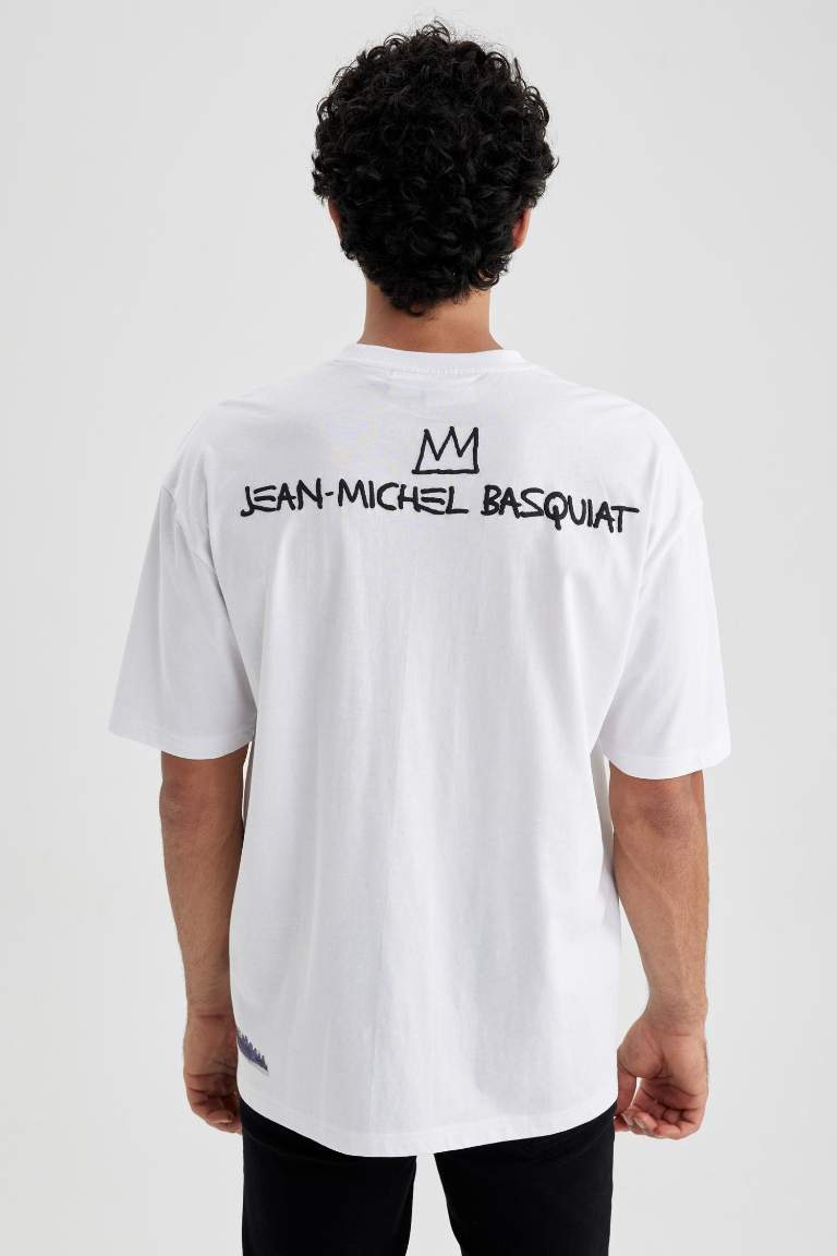 Jean Michel Basquiat Licensed Oversize Fit Crew Neck Printed T-Shirt