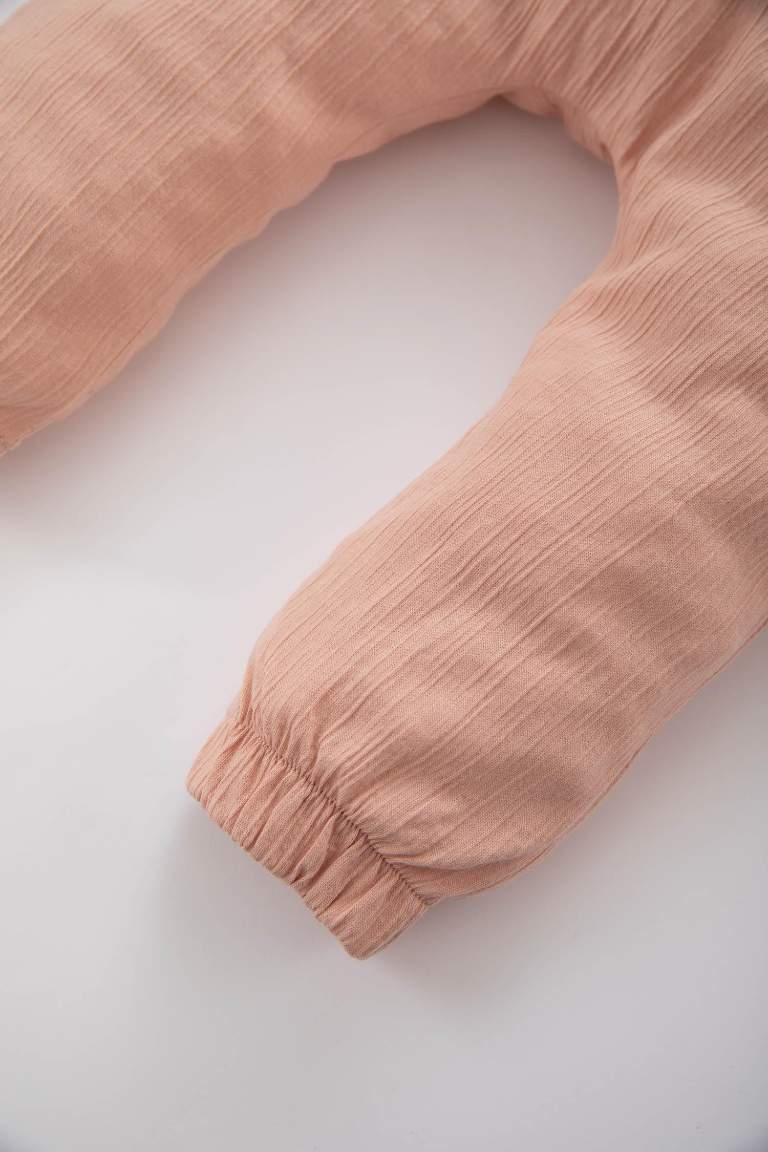 Baby Girl Long Sleeved T-Shirt Crinkle Fabric Salopet 2-Pack Set