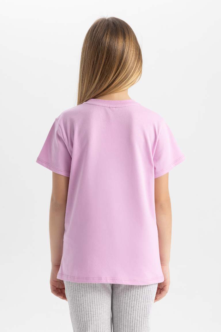 T-shirt basique à manches courtes et col rond pour fille