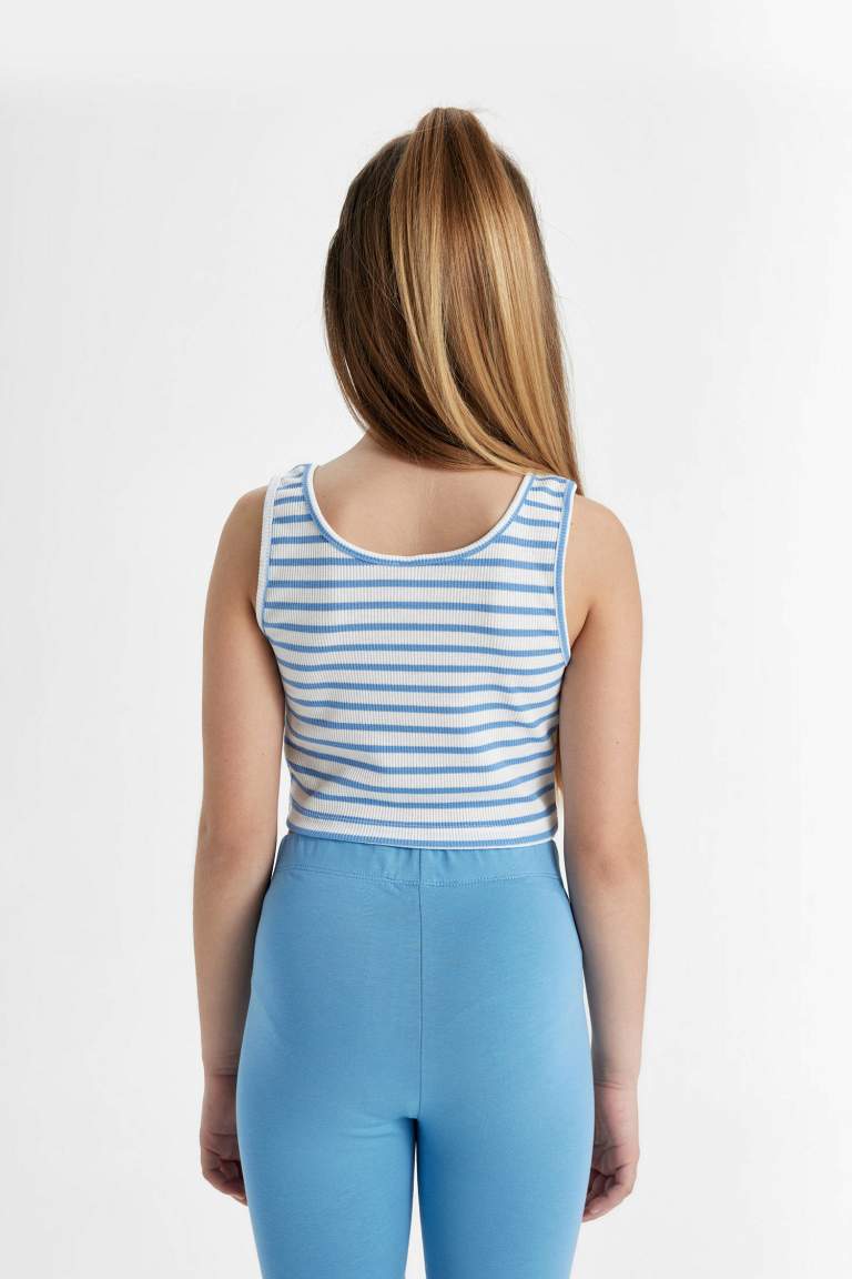 Girl Crew Neck Striped Crop Top