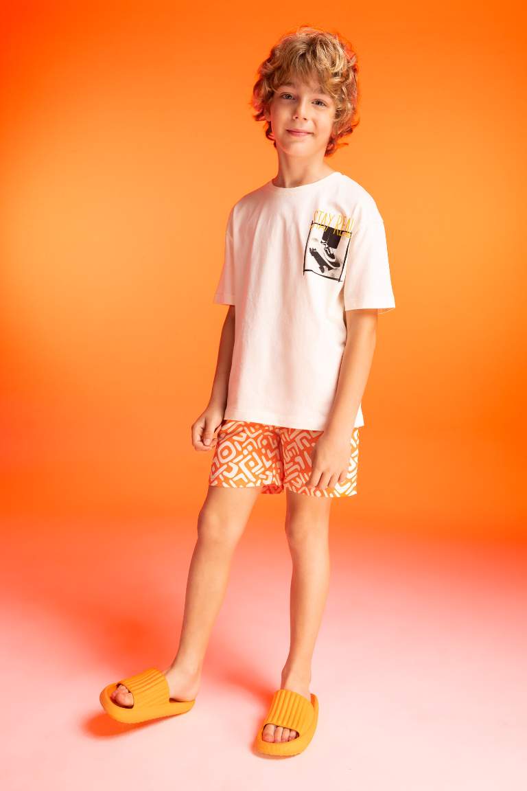 Boy Oversize Fit Crew Neck Printed Short Sleeve T-Shirt