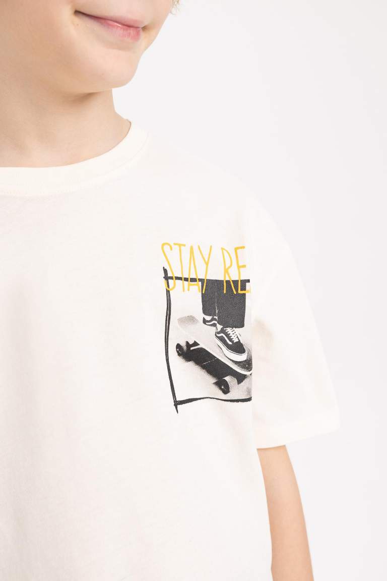 Boy Oversize Fit Crew Neck Printed Short Sleeve T-Shirt