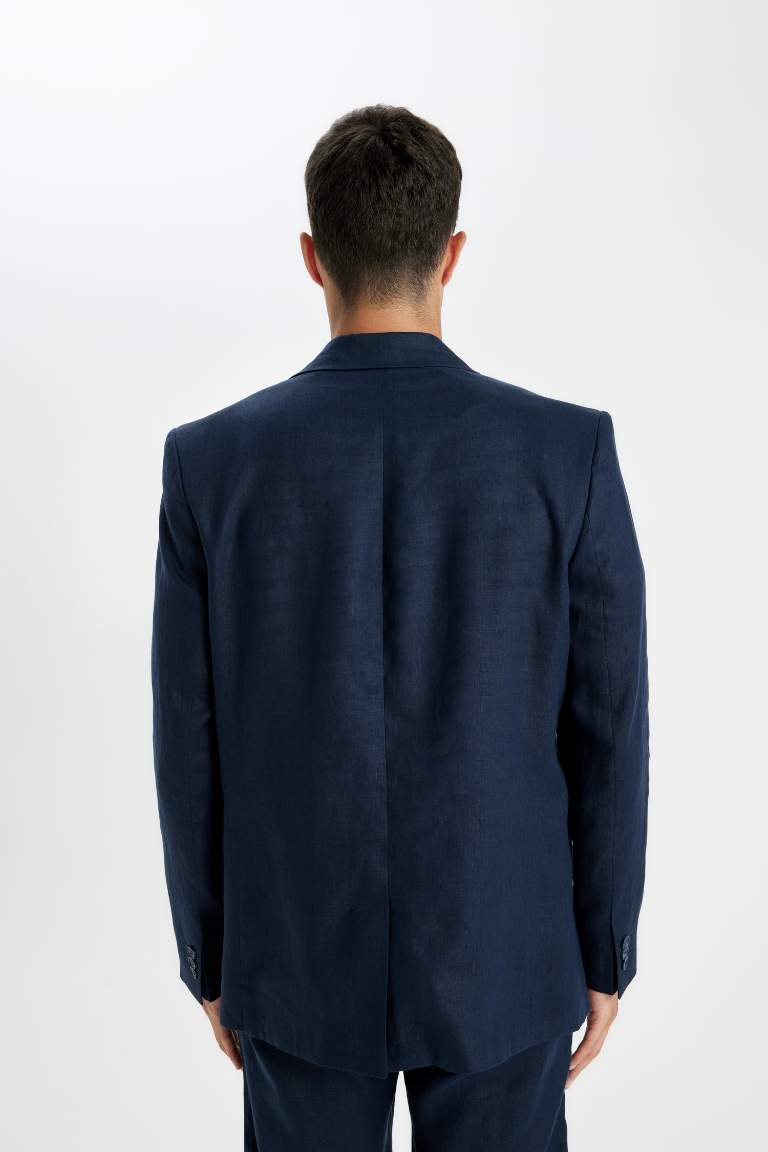 Regular Fit Yarım Astar Yazlık Keten Blazer Ceket