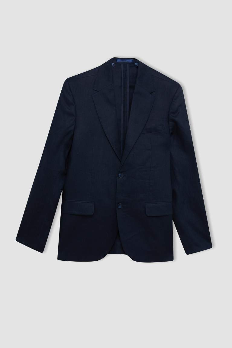 Regular Fit Yarım Astar Yazlık Keten Blazer Ceket