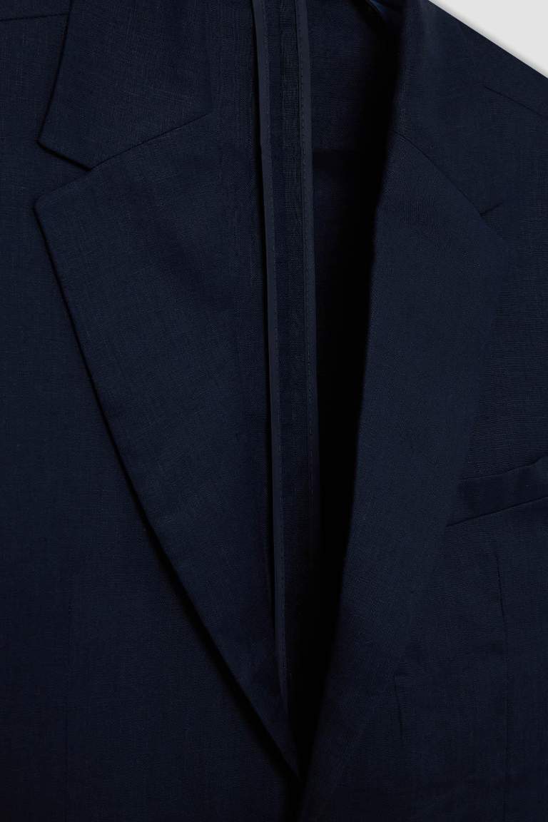 Regular Fit Yarım Astar Yazlık Keten Blazer Ceket