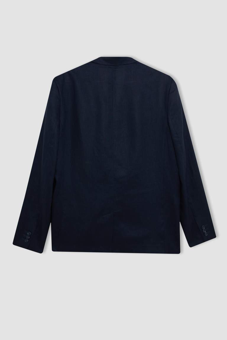 Regular Fit Yarım Astar Yazlık Keten Blazer Ceket