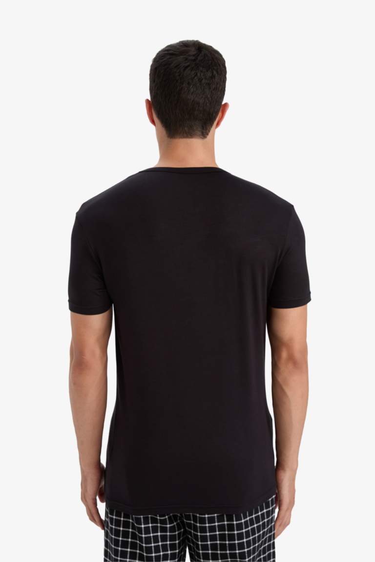 Premium Slim Fit Dar Kesim Bisiklet Yaka Modal Üst