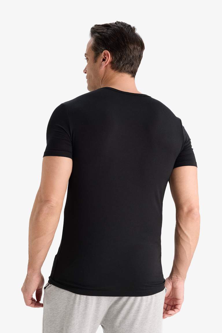 Premium Slim Fit Dar Kesim Bisiklet Yaka Modal Üst