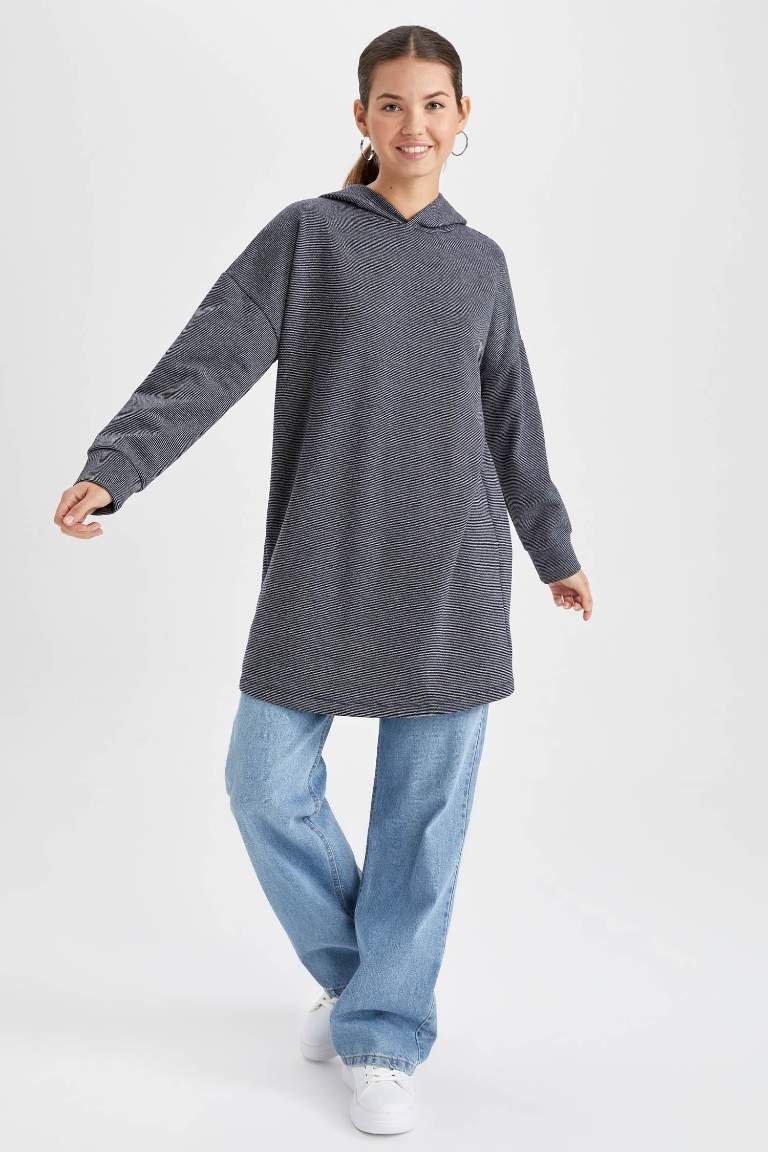 Regular Fit Thin Sweatshirt Fabric Long Sleeve Tunic