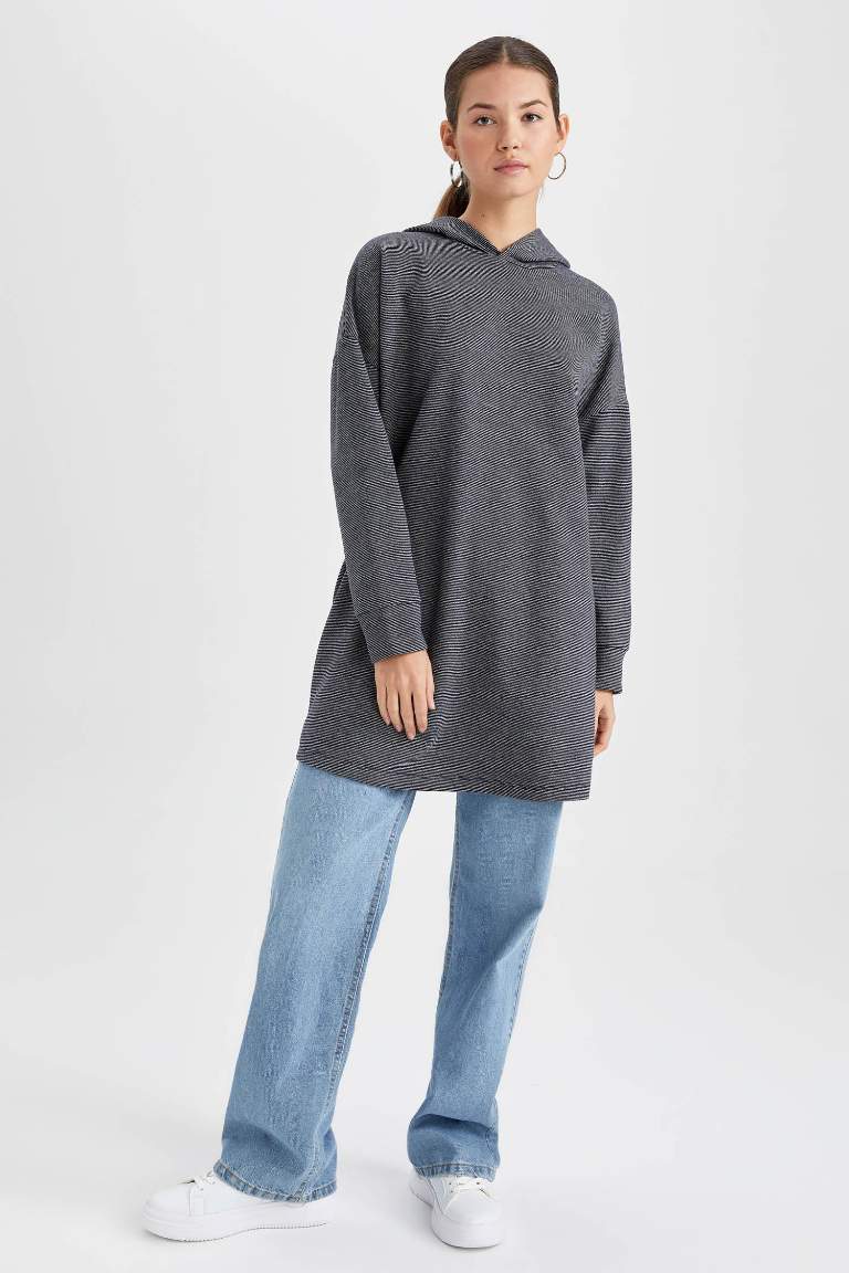 Regular Fit Thin Sweatshirt Fabric Long Sleeve Tunic