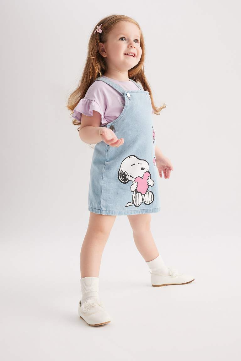 Kız Bebek Snoopy Jean Salopet Elbise