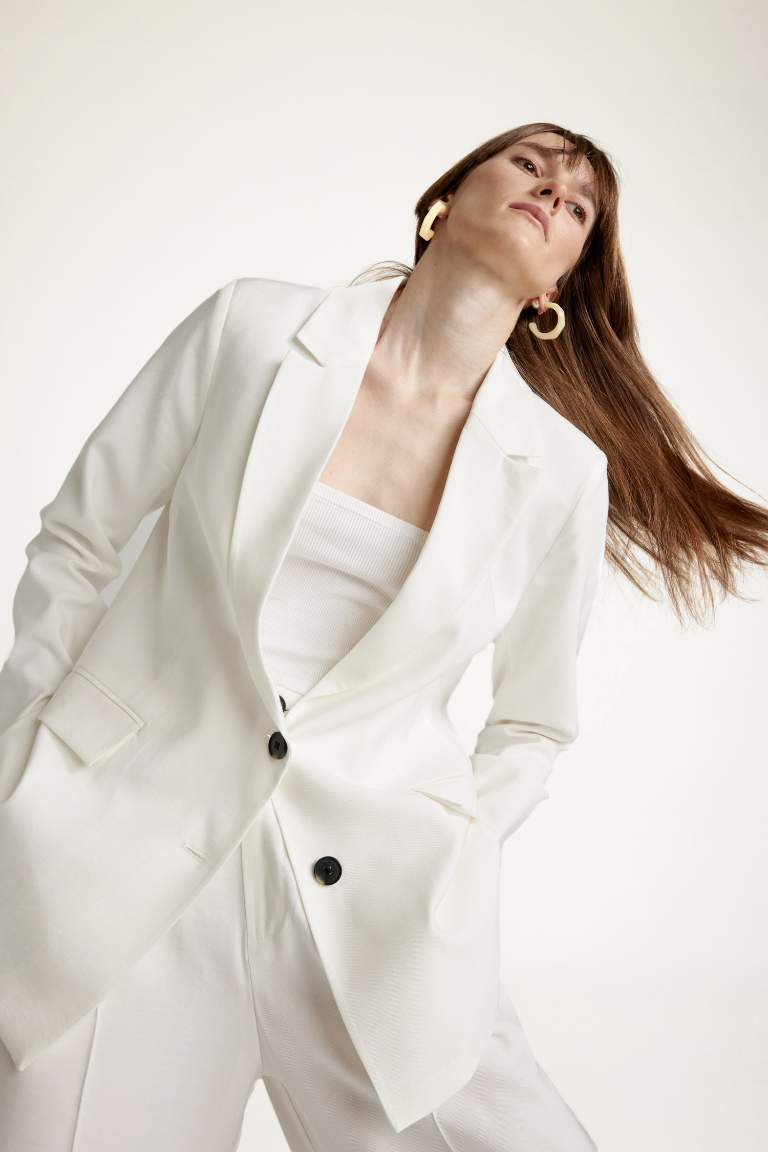 Loose Fit Kruvaze Yaka Düğmeli Blazer Ceket