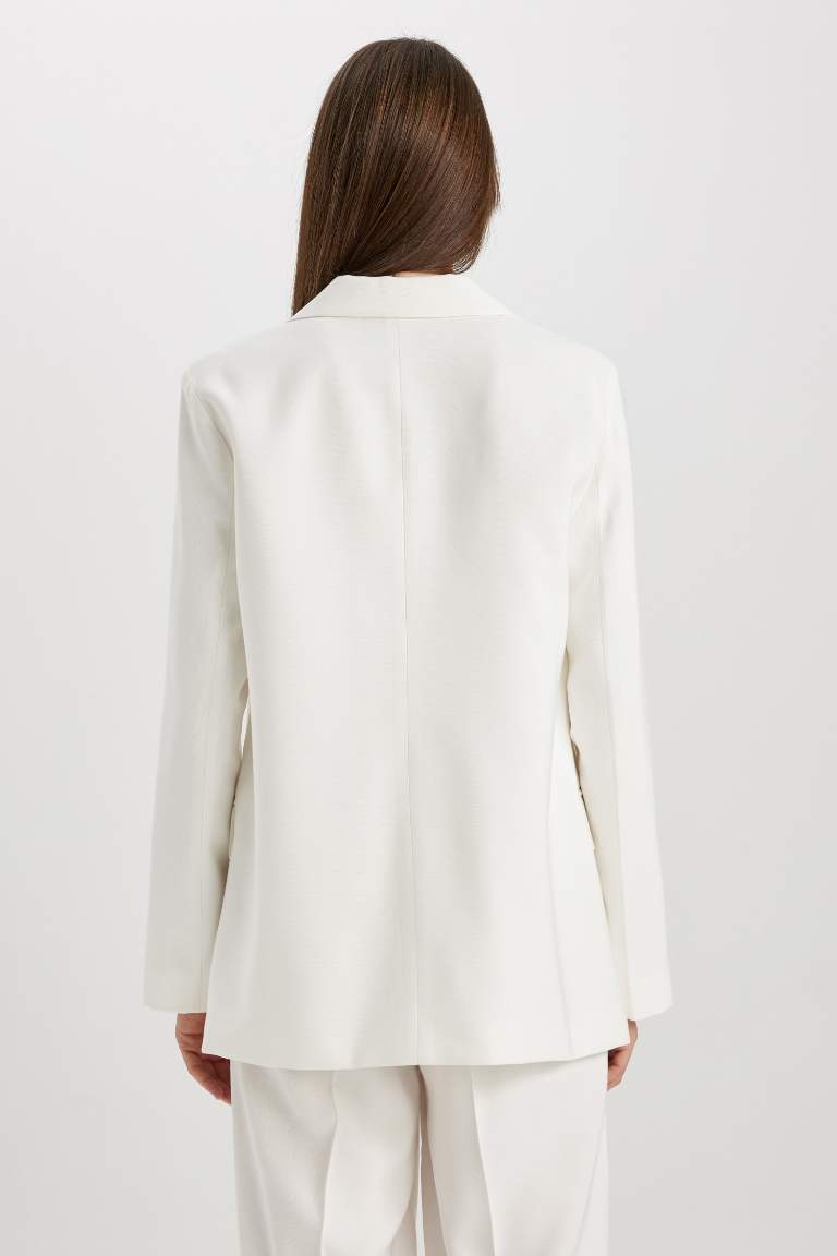 Loose Fit Kruvaze Yaka Düğmeli Blazer Ceket
