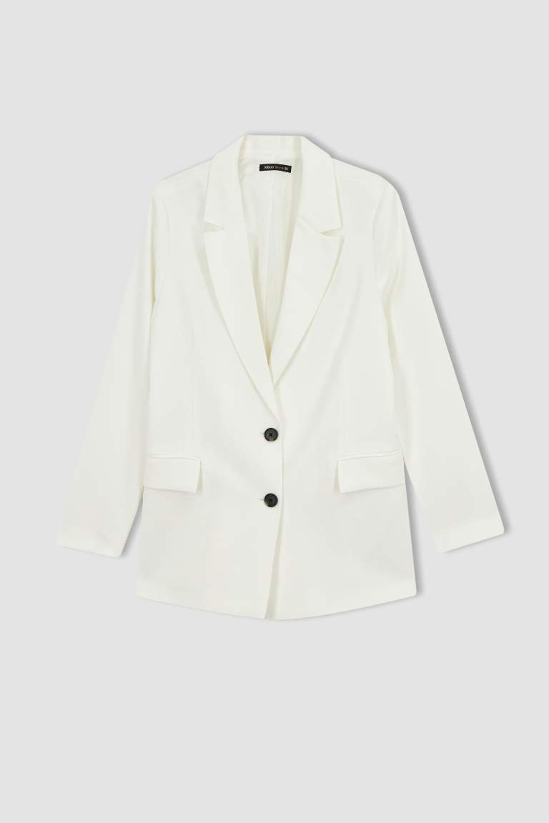 Loose Fit Kruvaze Yaka Düğmeli Blazer Ceket