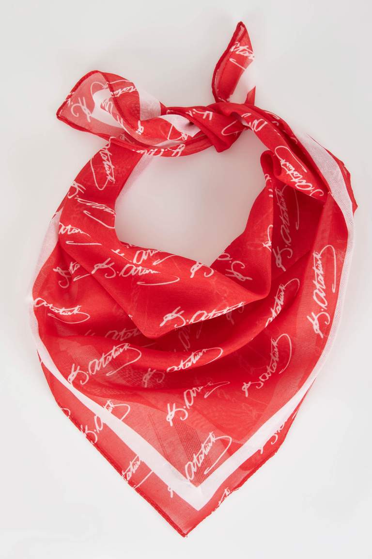 Erkek Çocuk Atatürk İmzalı Saten Bandana
