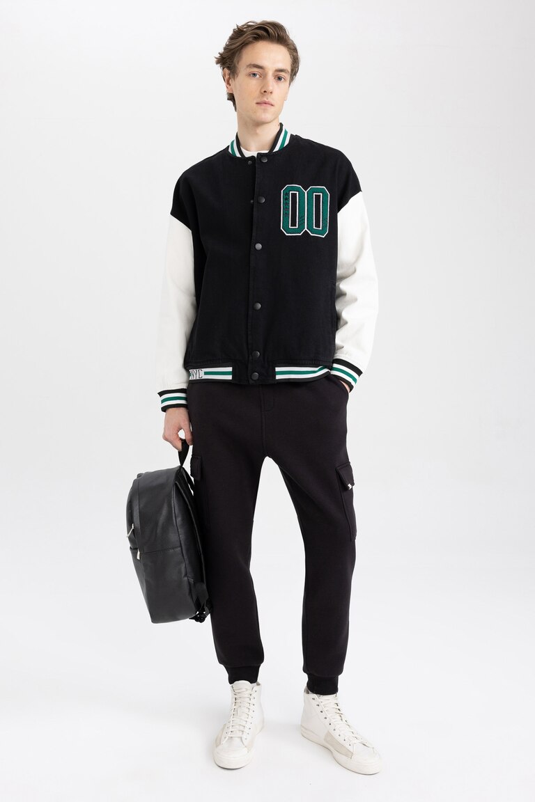 Veste Varsity Homme - Style College Bomber Décontracté - Mélange Coton/Polyester - Coupe Ajustée Classique