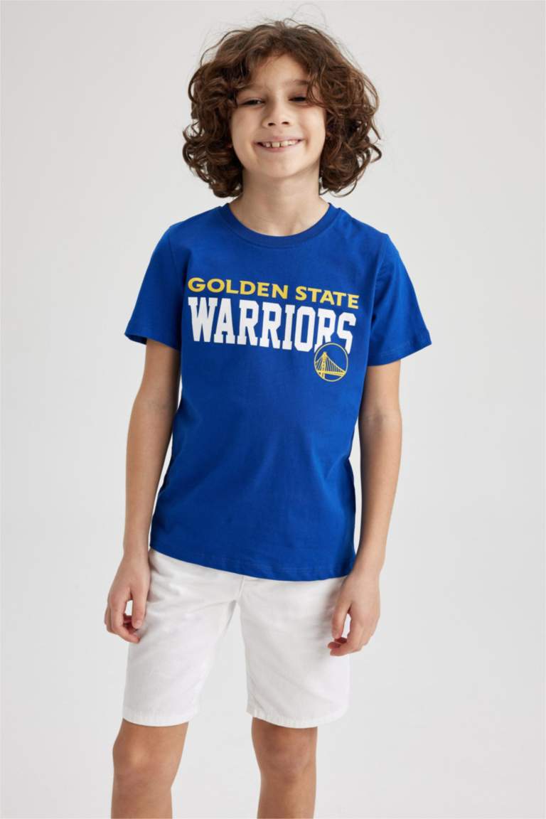 Boys NBA Golden State Warriors Licensed Regular Fit Crew Neck Short Sleeved T-Shirt