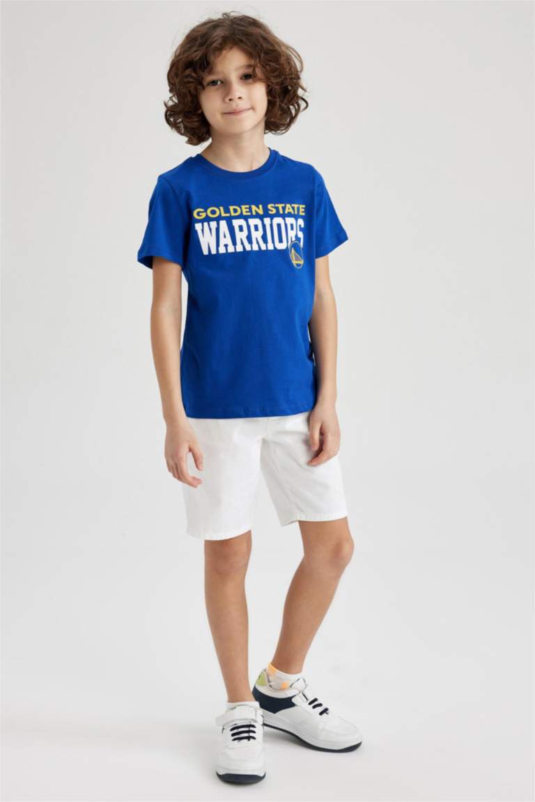 Boys NBA Golden State Warriors Licensed Regular Fit Crew Neck Short Sleeved T-Shirt
