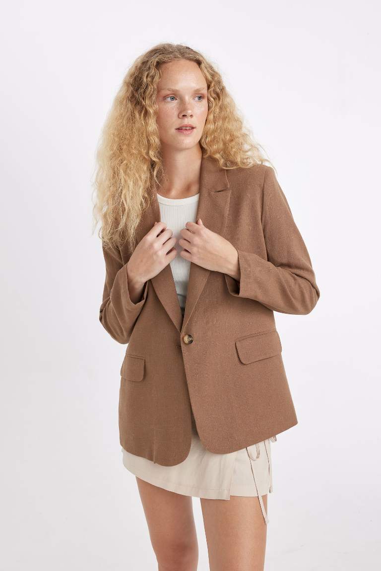 Regular Fit Jacket Collar Taffeta Blazer