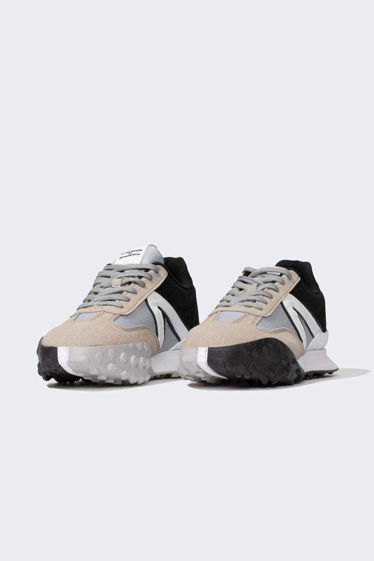 Erkek NASA Kalın Taban Bağcıklı Suni Deri Sneaker