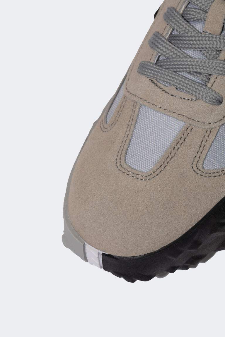 Erkek NASA Kalın Taban Bağcıklı Suni Deri Sneaker