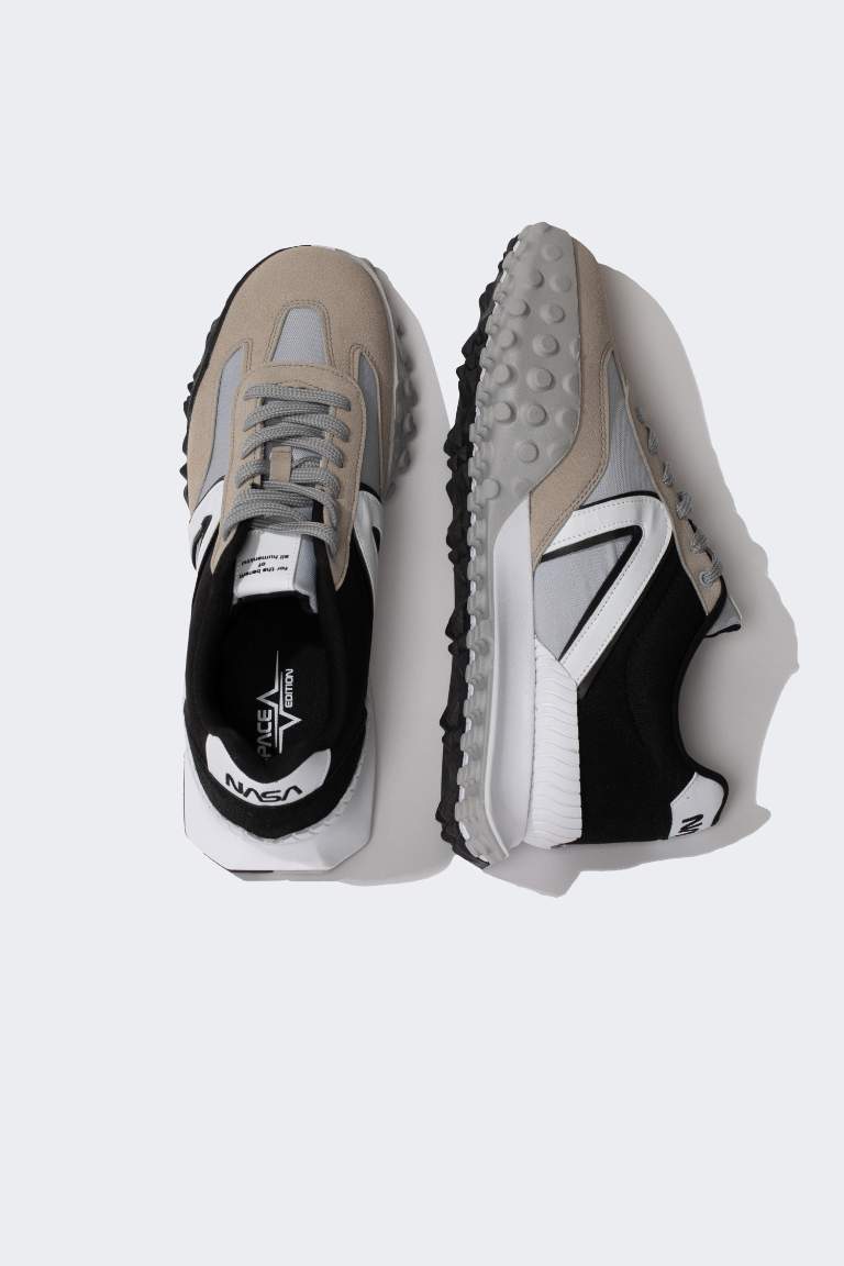 Erkek NASA Kalın Taban Bağcıklı Suni Deri Sneaker