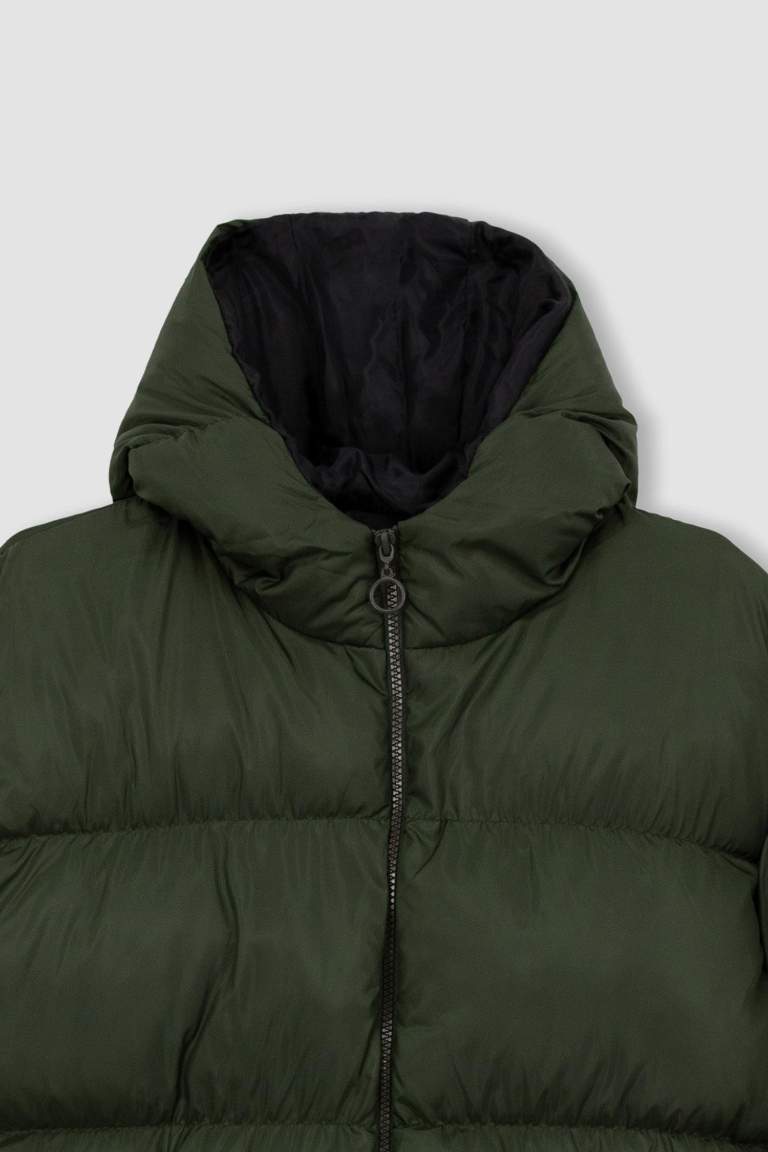 DeFactoFit Standart Fit Kapüşonlu Anorak Tafta Şişme Mont