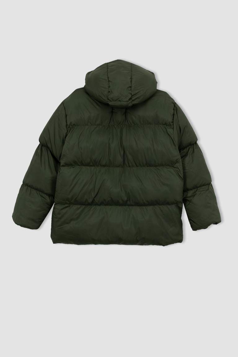 DeFactoFit Standart Fit Kapüşonlu Anorak Tafta Şişme Mont