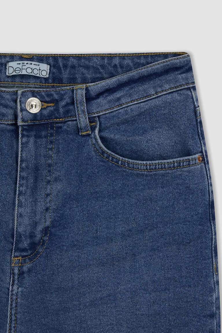 Mary Vintage Straght Fit Yüksek Bel Kesik Uçlu Paça Bilek Boy Jean Pantolon