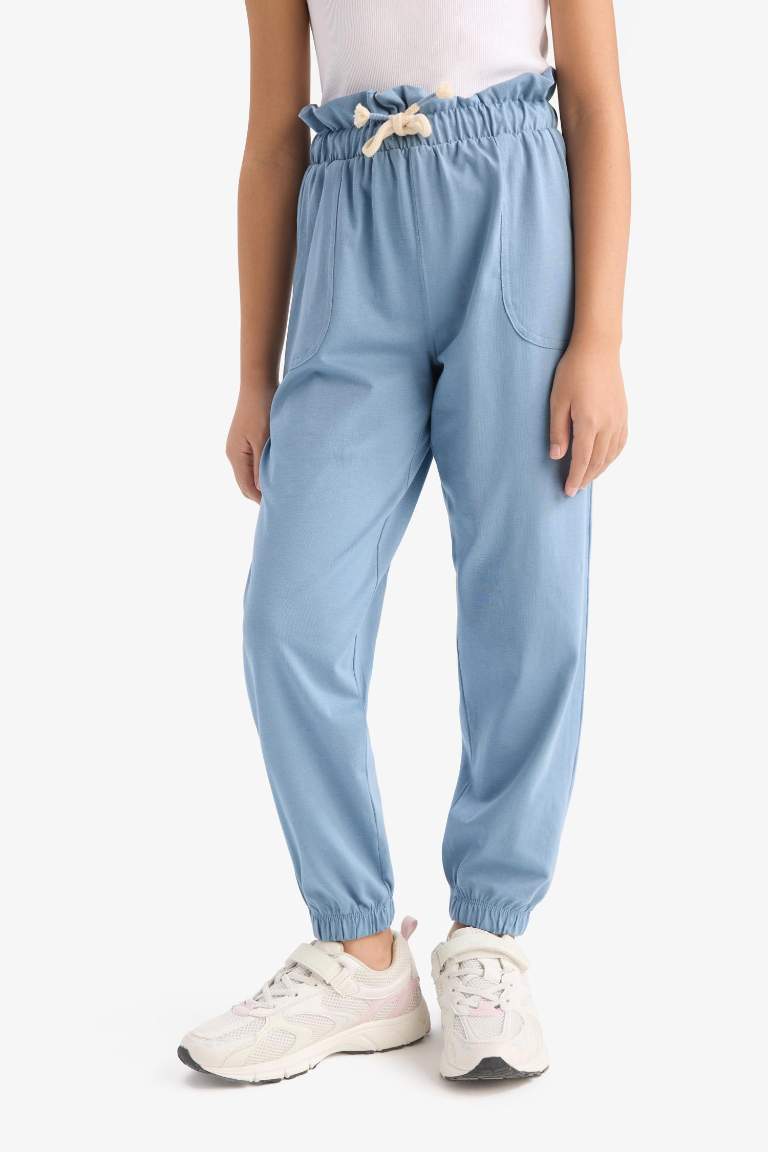 Kız Çocuk Beli Lastikli Cepli Jogger Eşofman Altı