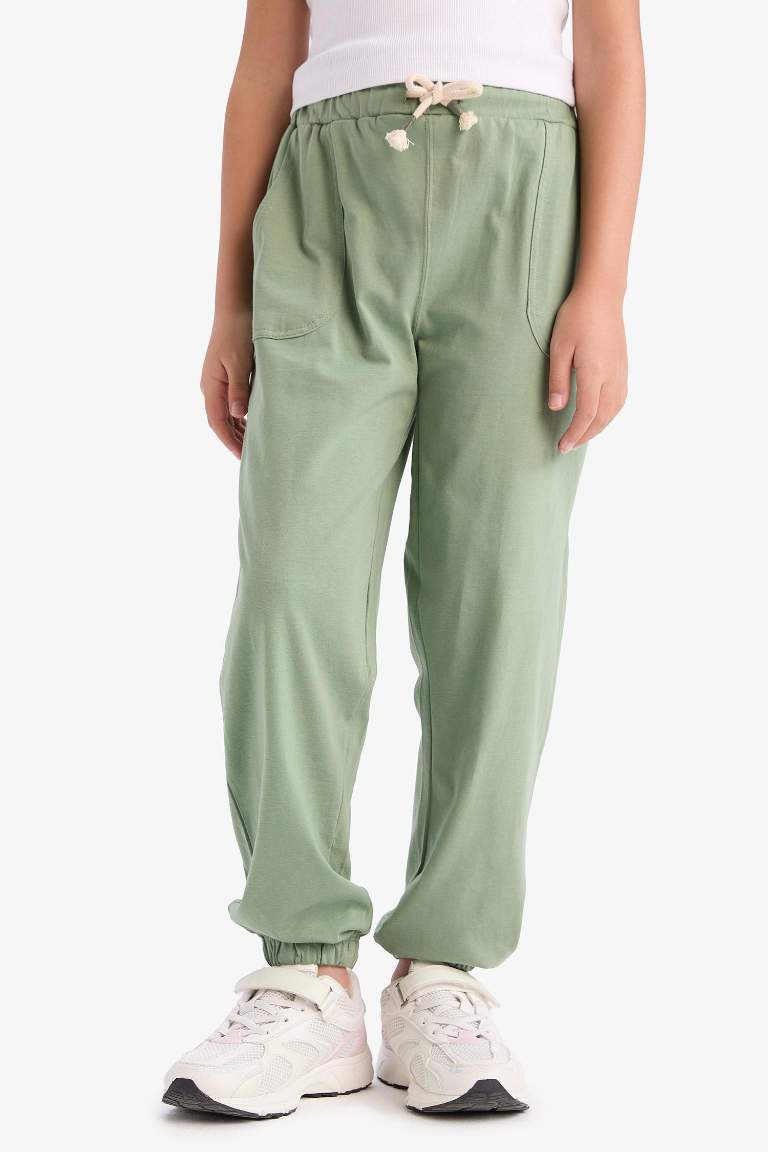 Kız Çocuk Beli Lastikli Cepli Jogger Eşofman Altı