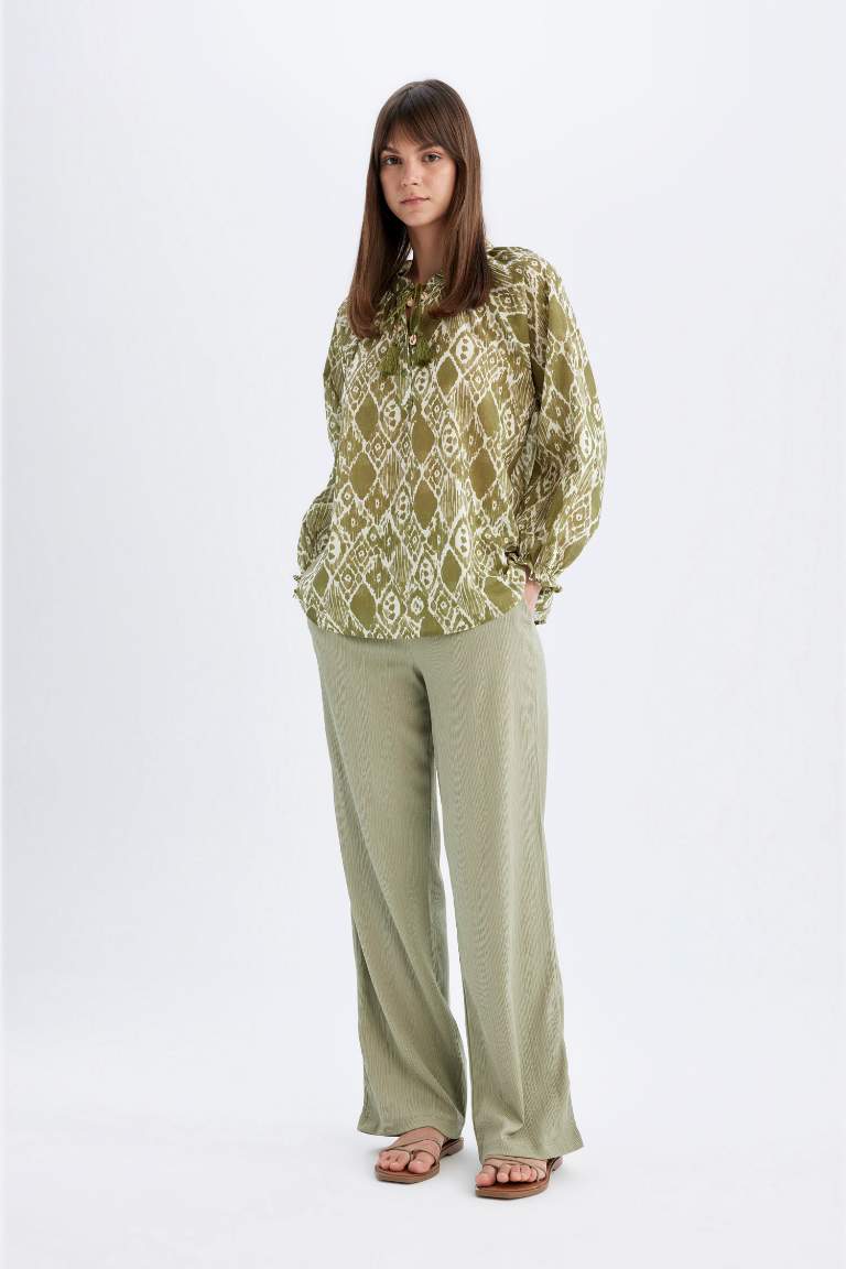 Relax Fit Wrinkled Wide Leg Trousers