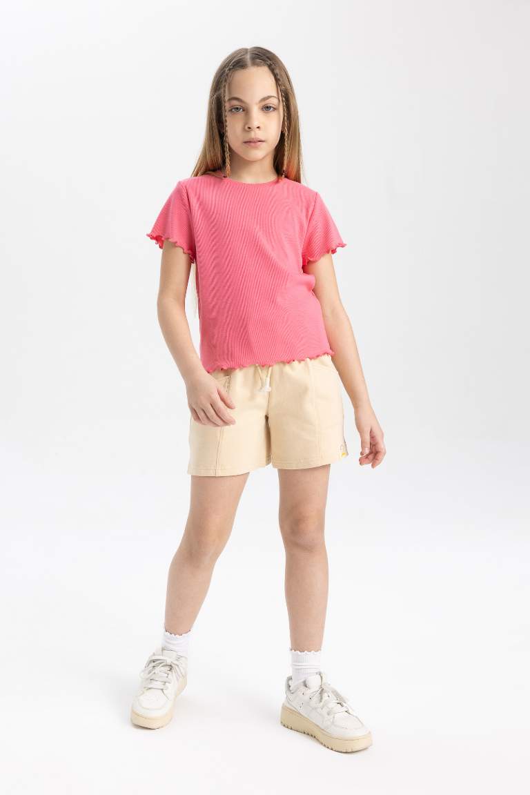 Girl with Pockets and Woven Label Shorts