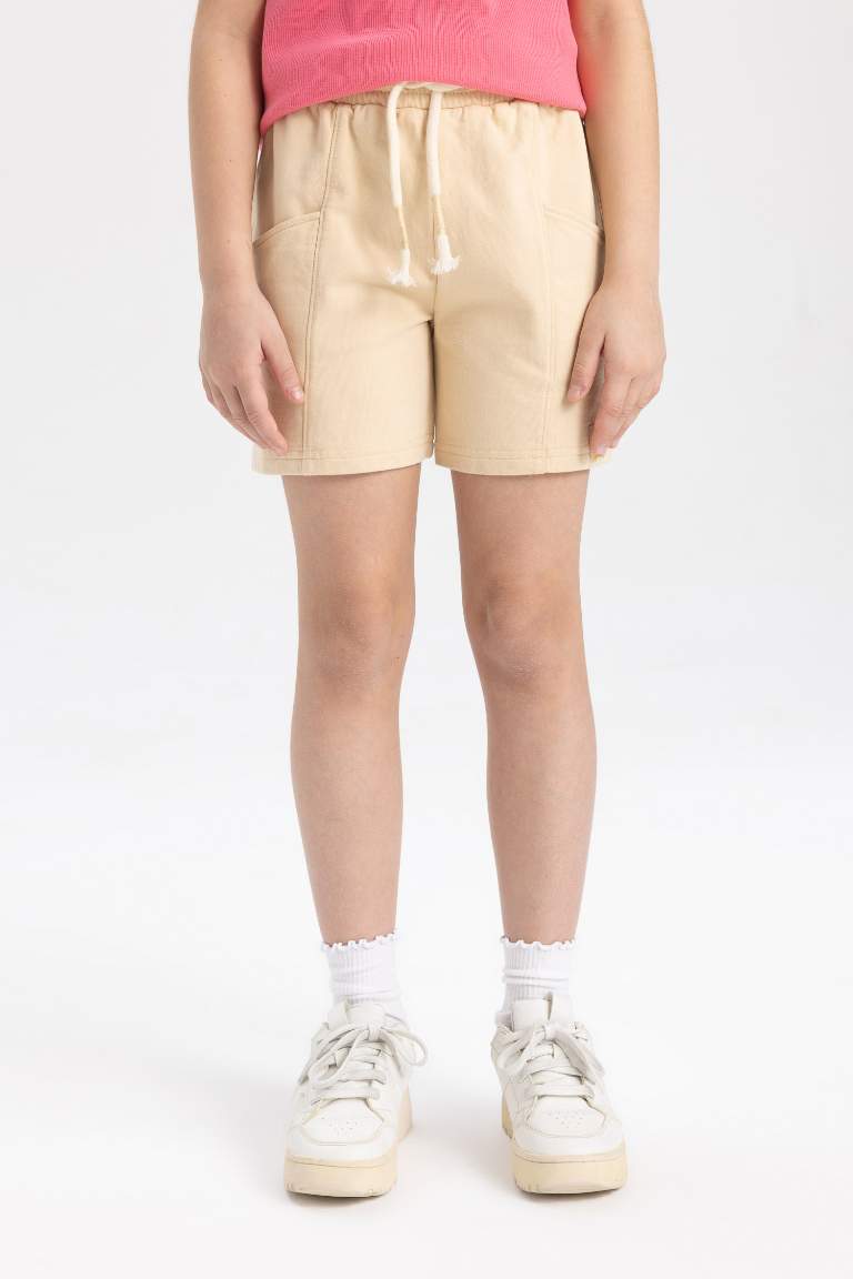 Girl with Pockets and Woven Label Shorts