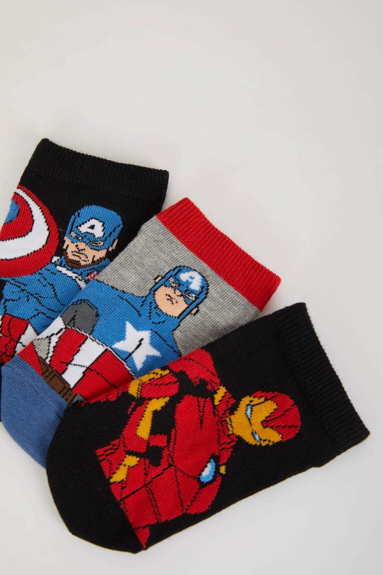 Boy Marvel Avengers Licensed 3-pack Cotton Booties Socks