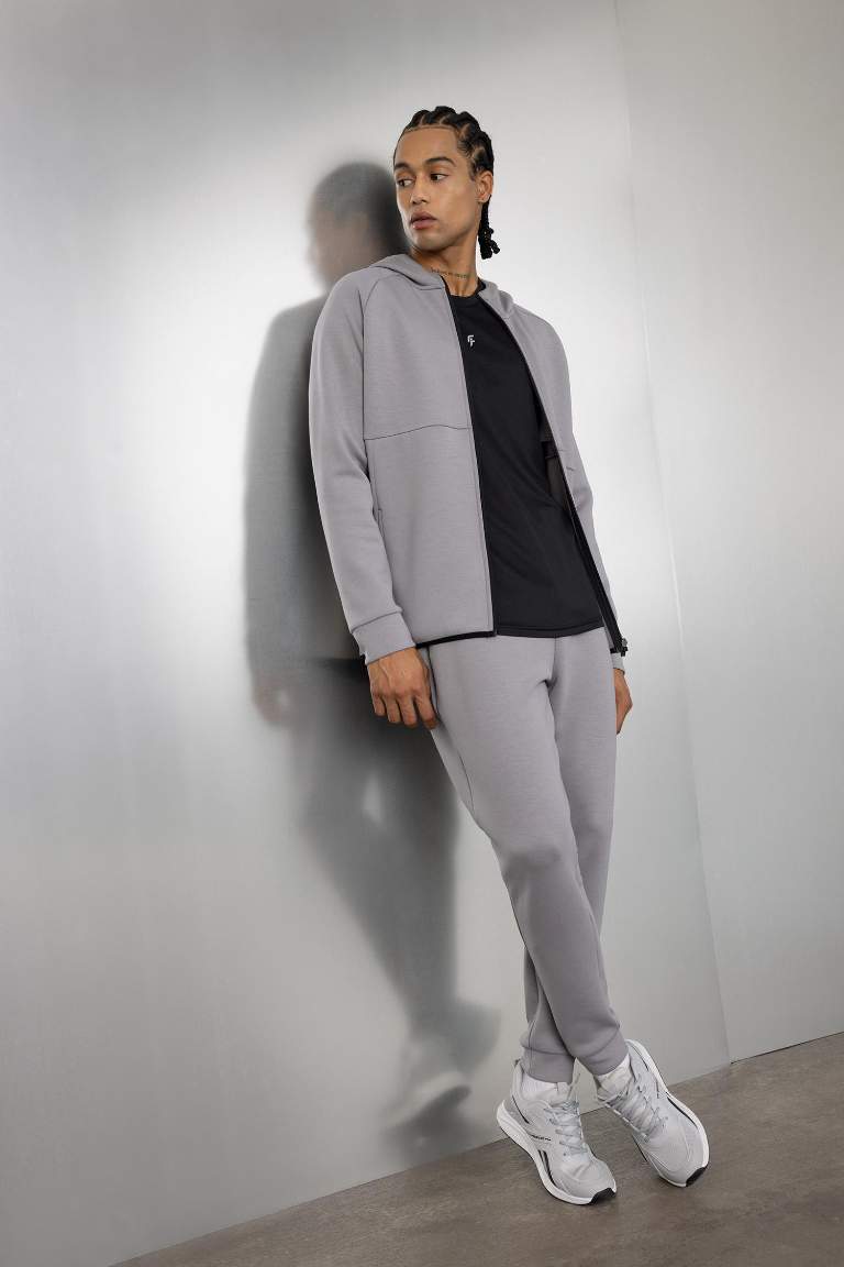 DeFactoFit Slim Fit Sporcu İnce Jogger Eşofman Altı Dar Kesim Skuba Dalgıç Kumaş Standart Paça Beli Bağcıklı Lastikli Paça