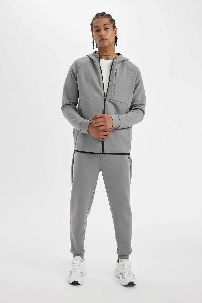 DeFactoFit Slim Fit Sporcu İnce Jogger Eşofman Altı Dar Kesim Skuba Dalgıç Kumaş Standart Paça Beli Bağcıklı Lastikli Paça