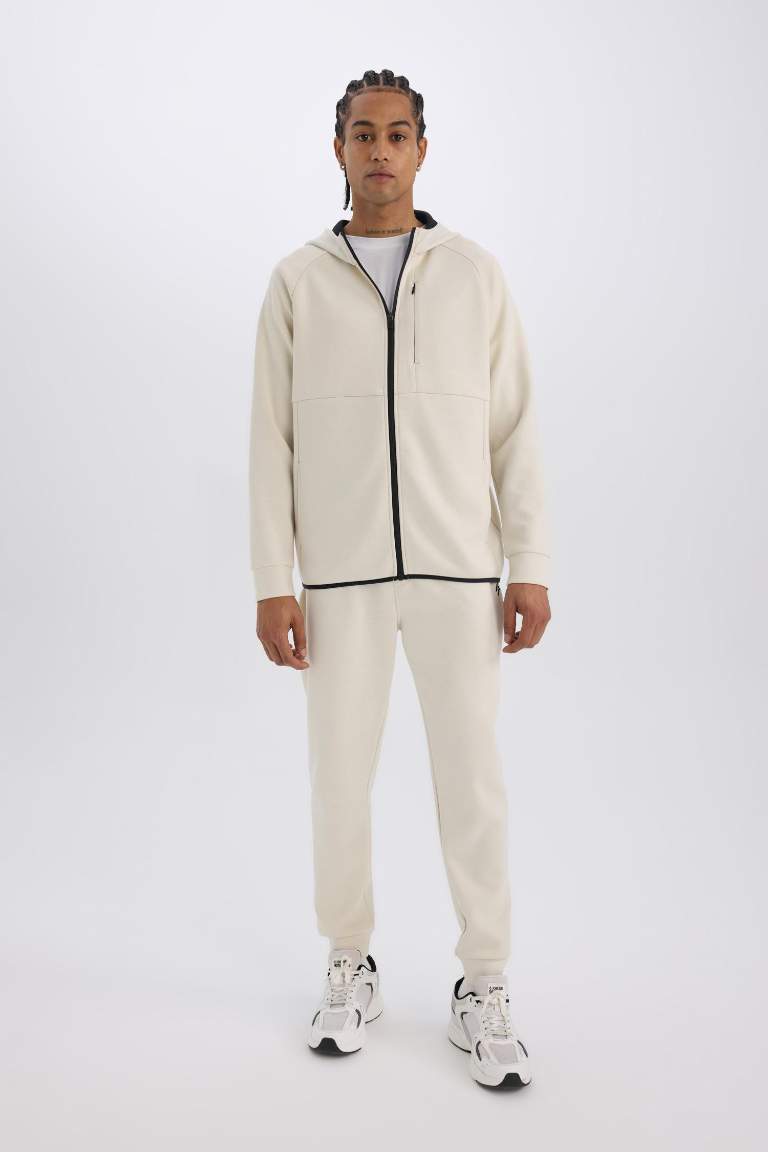 DeFactoFit Slim Fit Sporcu İnce Jogger Eşofman Altı Dar Kesim Skuba Dalgıç Kumaş Standart Paça Beli Bağcıklı Lastikli Paça