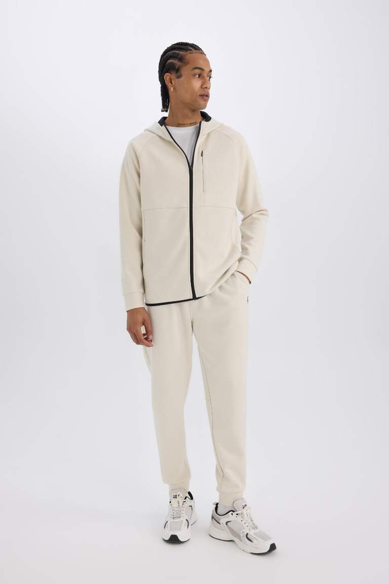 DeFactoFit Slim Fit Sporcu İnce Jogger Eşofman Altı Dar Kesim Skuba Dalgıç Kumaş Standart Paça Beli Bağcıklı Lastikli Paça