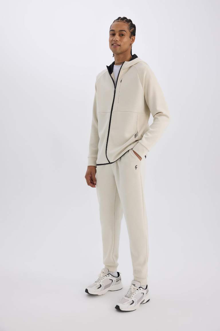 DeFactoFit Slim Fit Sporcu İnce Jogger Eşofman Altı Dar Kesim Skuba Dalgıç Kumaş Standart Paça Beli Bağcıklı Lastikli Paça
