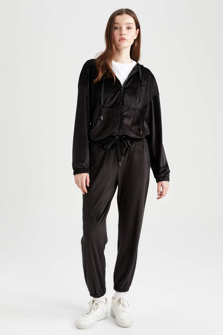 Regular Fit Basic Velvet Sweatpants
