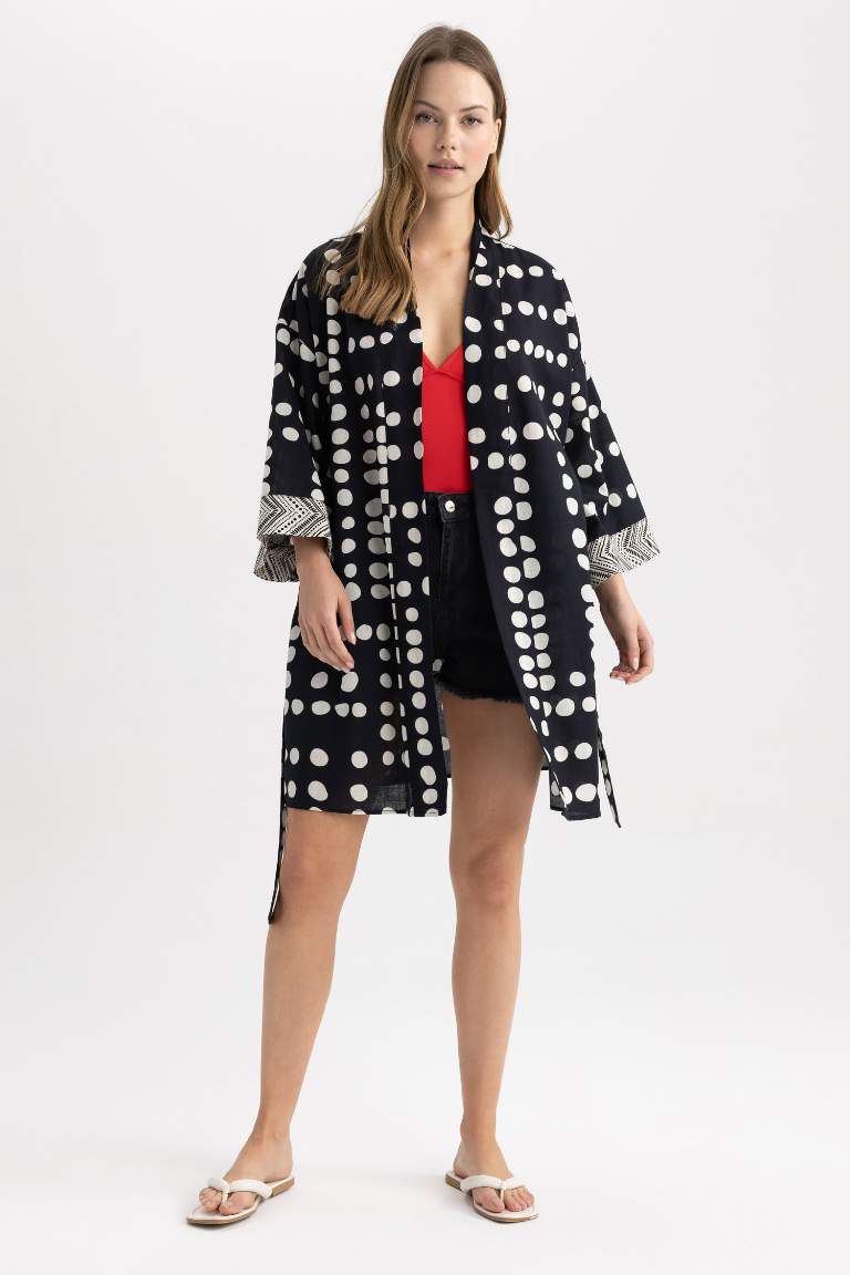 Fall in Love Regular Fit Polka Dot Cotton Beach Dress