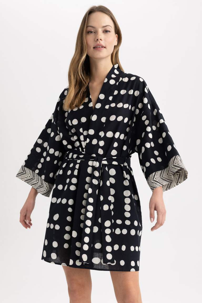 Fall in Love Regular Fit Polka Dot Cotton Beach Dress