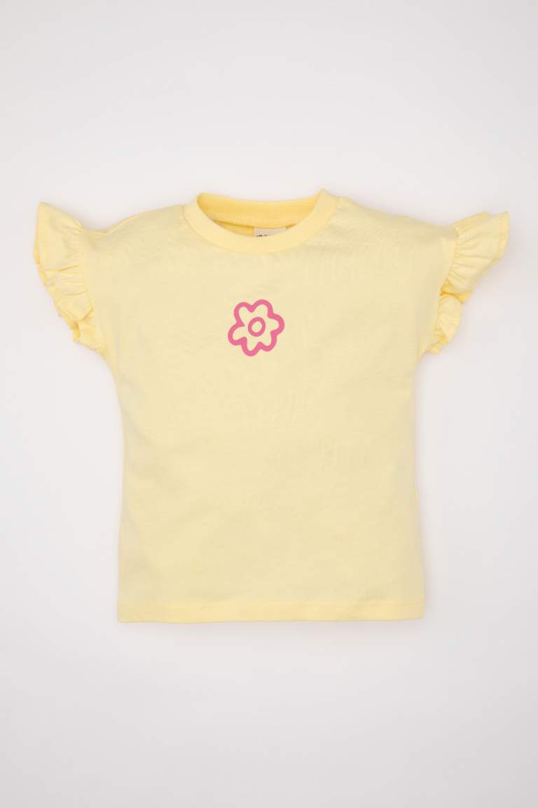 Baby Girl Crew Neck Printed Short Sleeve T-Shirt