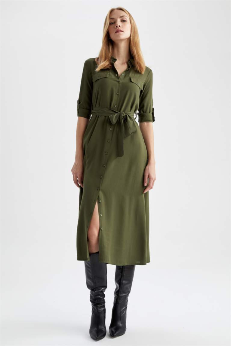 فستان كم طويل فيسكوز